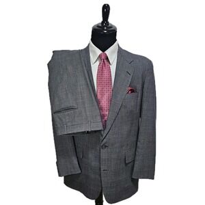 Vtg Southwick Suit Mens 44R Pants 38x31 Glen Plaid Prince of Wales Houndstooth